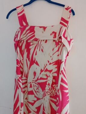 DKNY Pink and White Floral Print Dress
